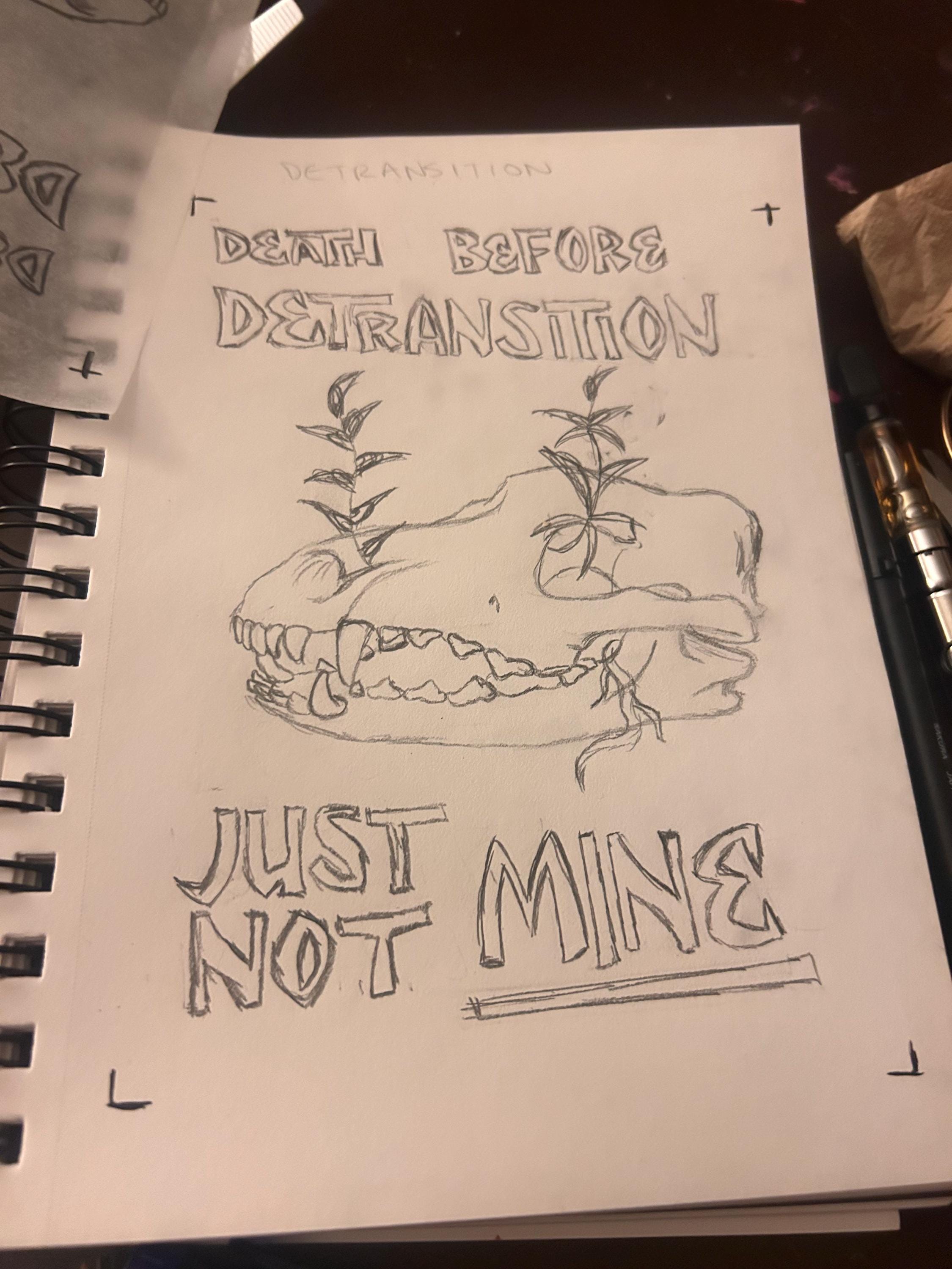 Death Before Detransition, 6x8 - linoprint