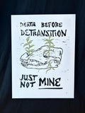 Death Before Detransition, 6x8 - linoprint