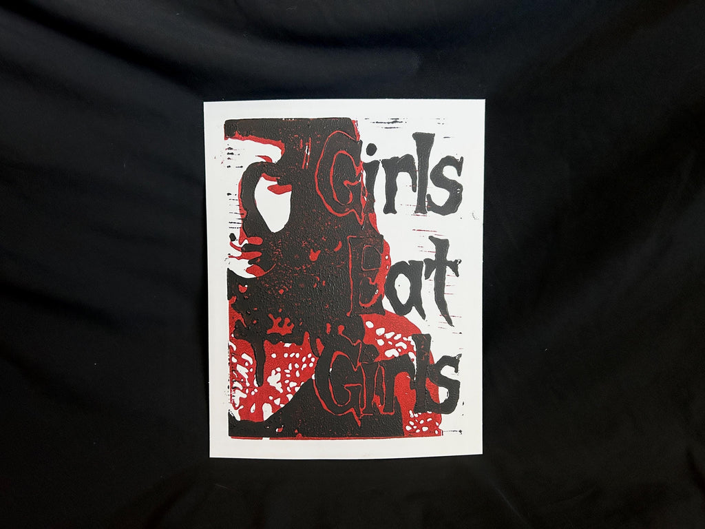 Girl Eater, 7x9 - linoprint