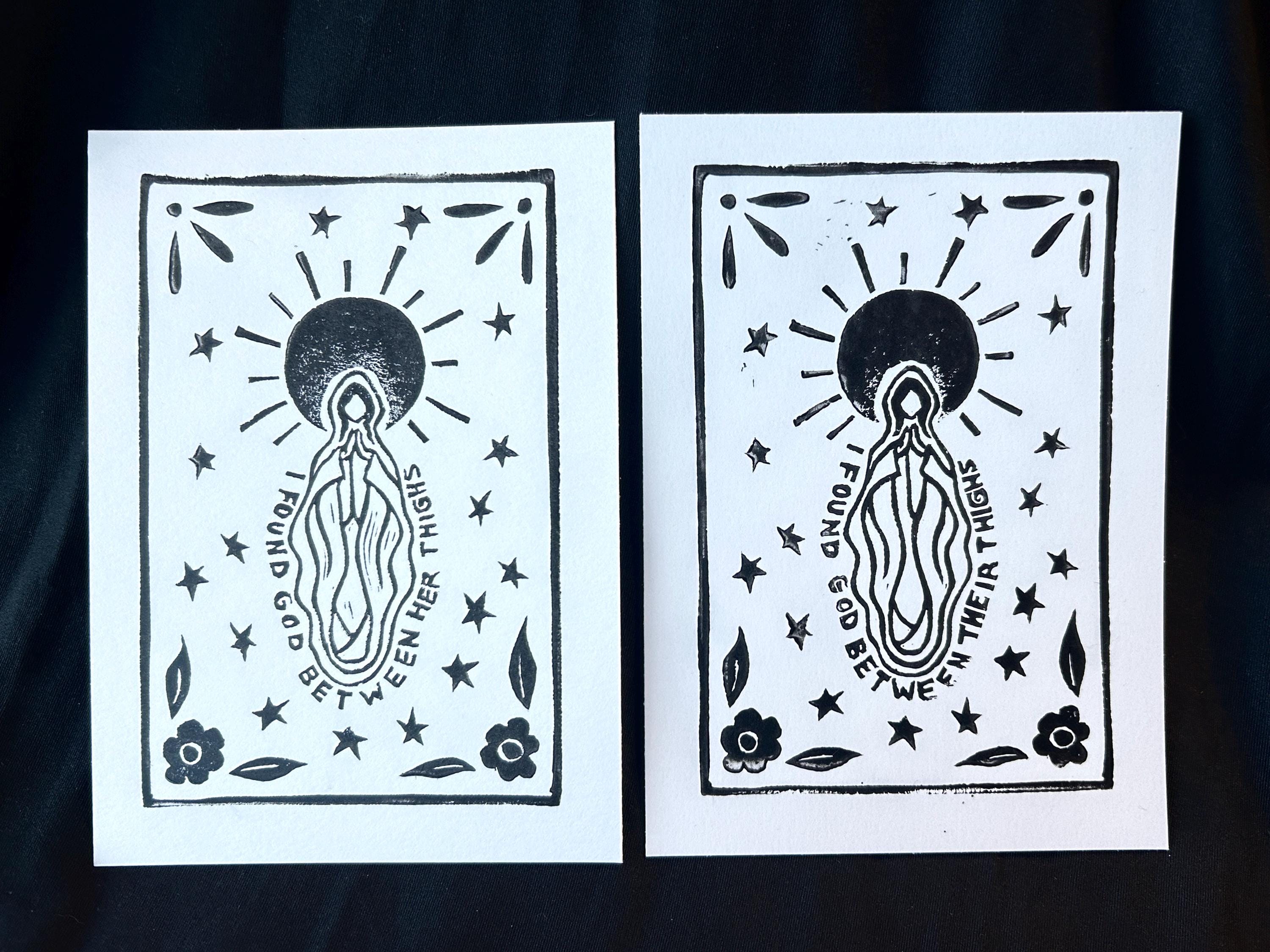 La Virgen - Art Print 5 x 7, Linocut