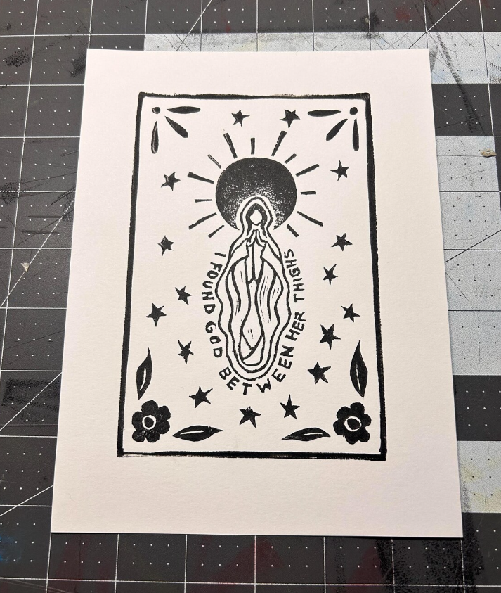 La Virgen - Art Print 5 x 7, Linocut