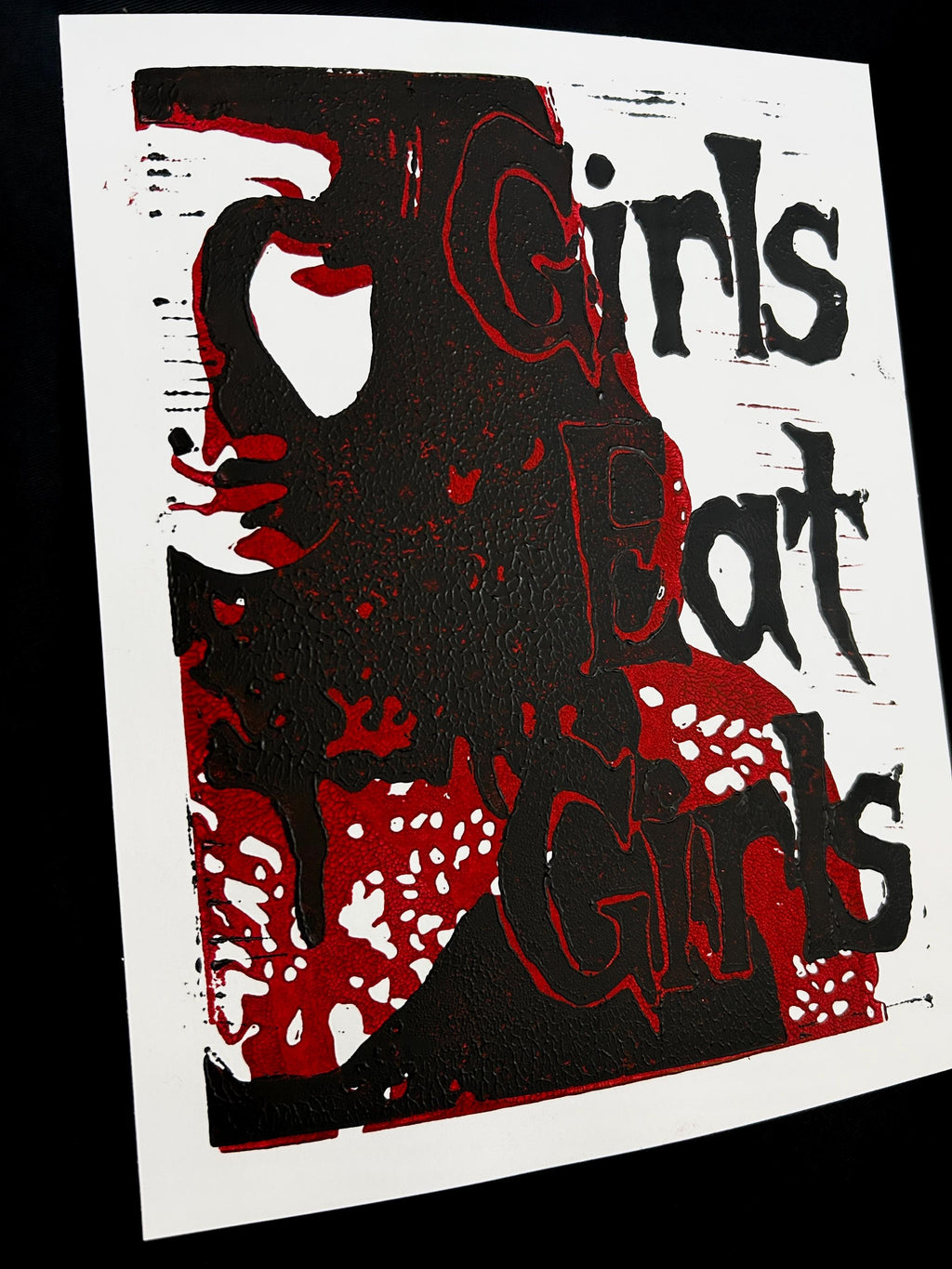 Girl Eater, 7x9 - linoprint