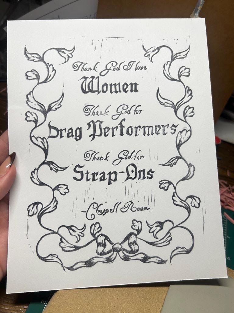 Chappell’s Top 3, 7x9 - linoprint