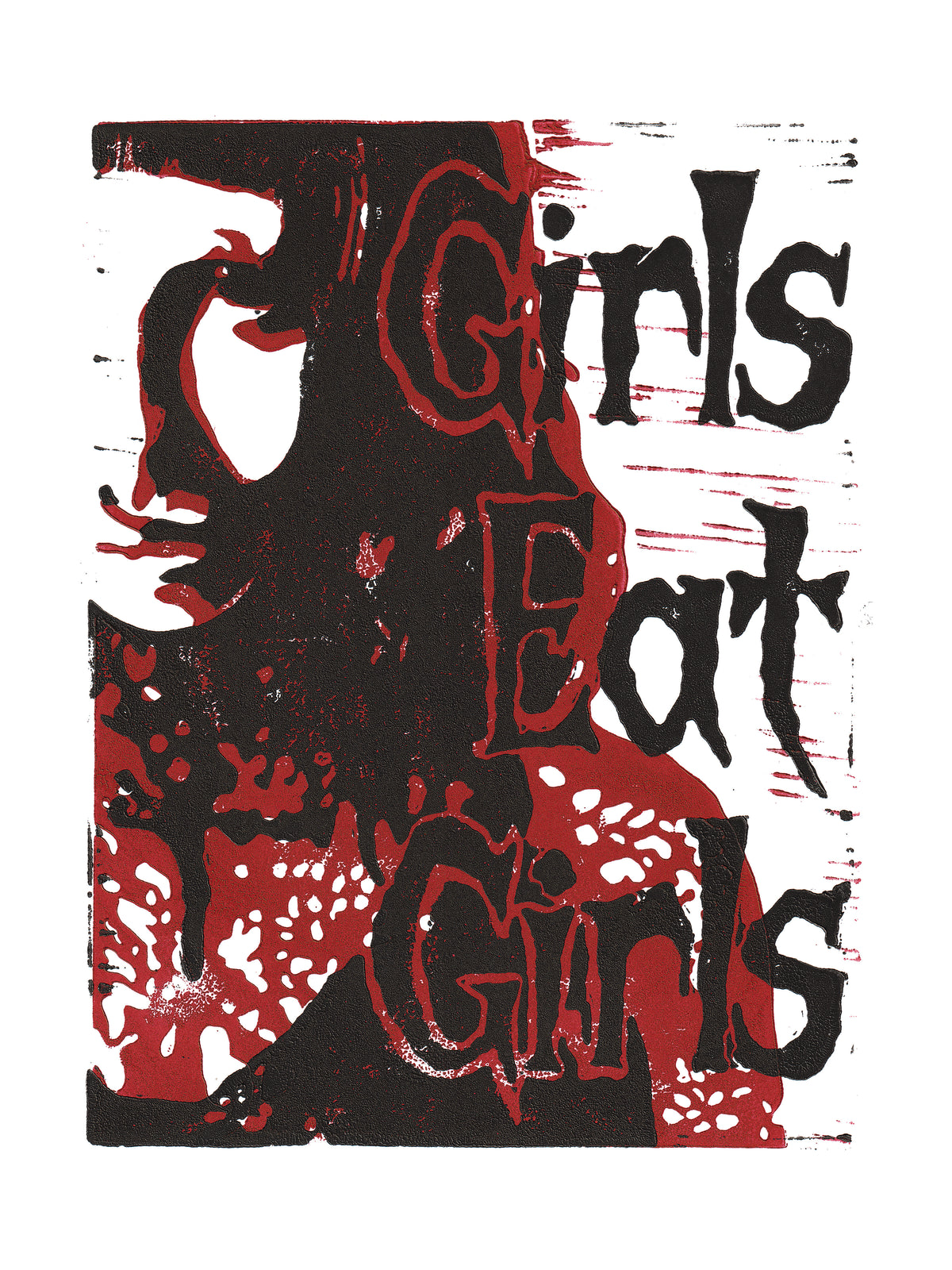 Girl Eater, 5x7 - linoprint