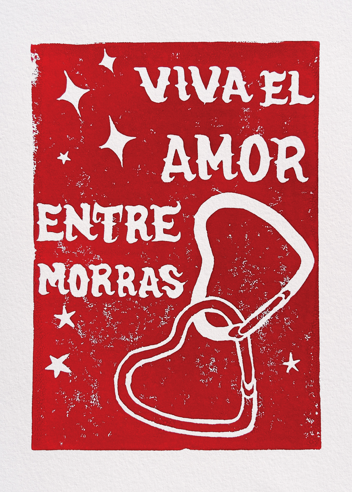 Viva el Amor Entre Morras - Art Print 5x7, Linocut